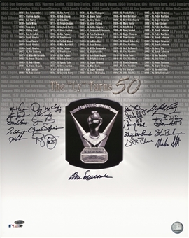 Cy Young Award Winners Multi Signed 16x20 The "Cy" Turns 50 Photo With 21 Signatures (Steiner)